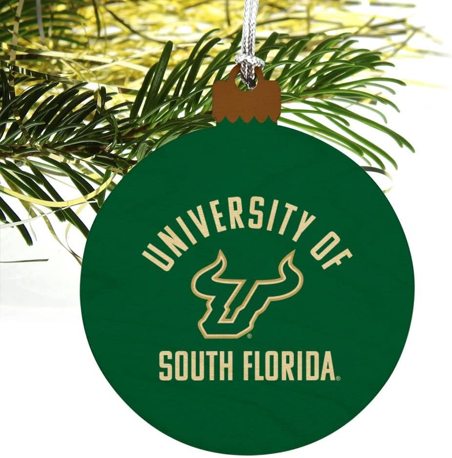 GRAPHICS & MORE University of South Florida Bulls Logo Wood Christmas Tree Holiday Ornament - Image 4