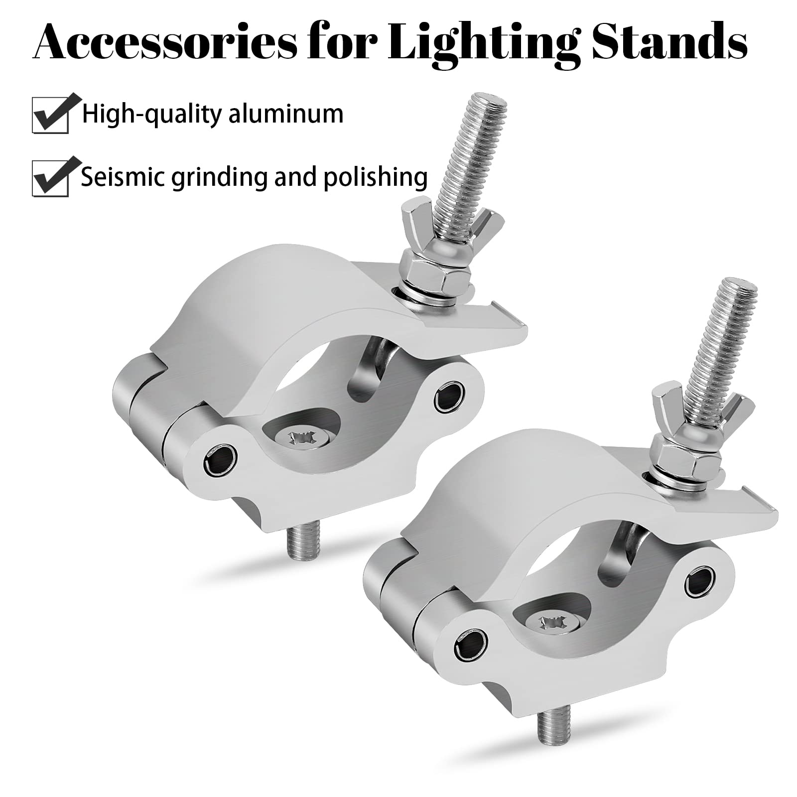 2 Pcs Morsetto per Luci DJ da Palco 38-54mm, O-Clamp Morsetto a Gancio in Lega di Alluminio, Montare Morsetti Mezzo Accoppiatore con Dadi Ad Alette, Morsetto da Palcoscenico per Luci, Carico 150kg