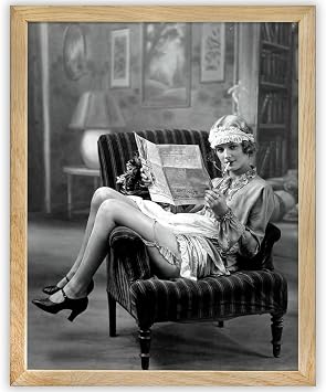 Lone Star Art Flapper - Elegant Retro Photography 11x14 Framed Print, 1920s Photography Poster, Flapper Girl Decor, Black & White Aesthetic, Gatsby-Era, Retro Pin-Up Style, Feminine Vintage Decor