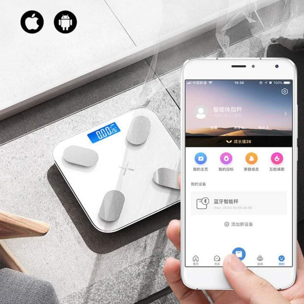 Balanza Báscula de baño con diseño de plataforma de vidrio templado, analizador de composición de pesaje inteligente, báscula corporal, báscula electrónica de peso Alta precisión