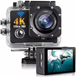 Câmera Esportiva 4K Ultra HD com WiFi e Case à Prova d'Água | Ideal para Mergulho e Esportes Radicais | Gravação Full HD 1080p, Foto e Vídeo | Grande Angular 170º