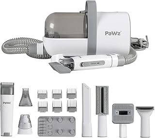 PaWz Pet Grooming Kit 3 Vacuum Levels, 7 IN 1 Electric Cordless Dog Cat Grooming Set with Paw Hair Trimmer,Cleaning Brush ...