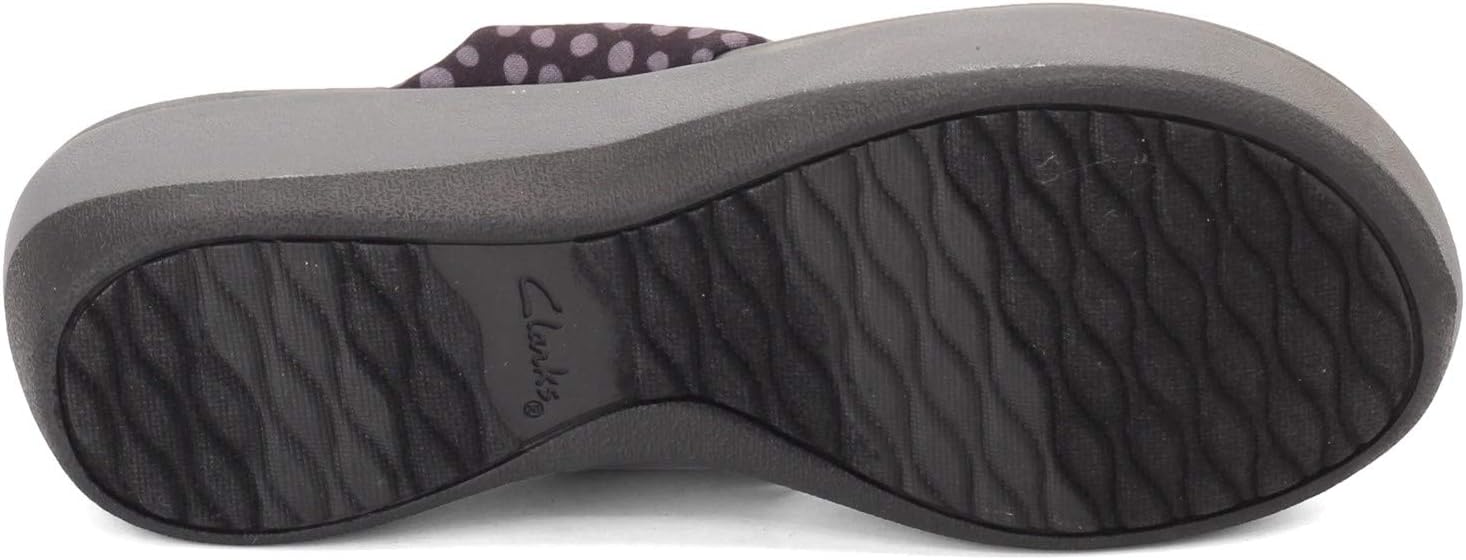 Clarks Women's Arla Glison Flip-Flop 5 Black Textile Grey Dots
