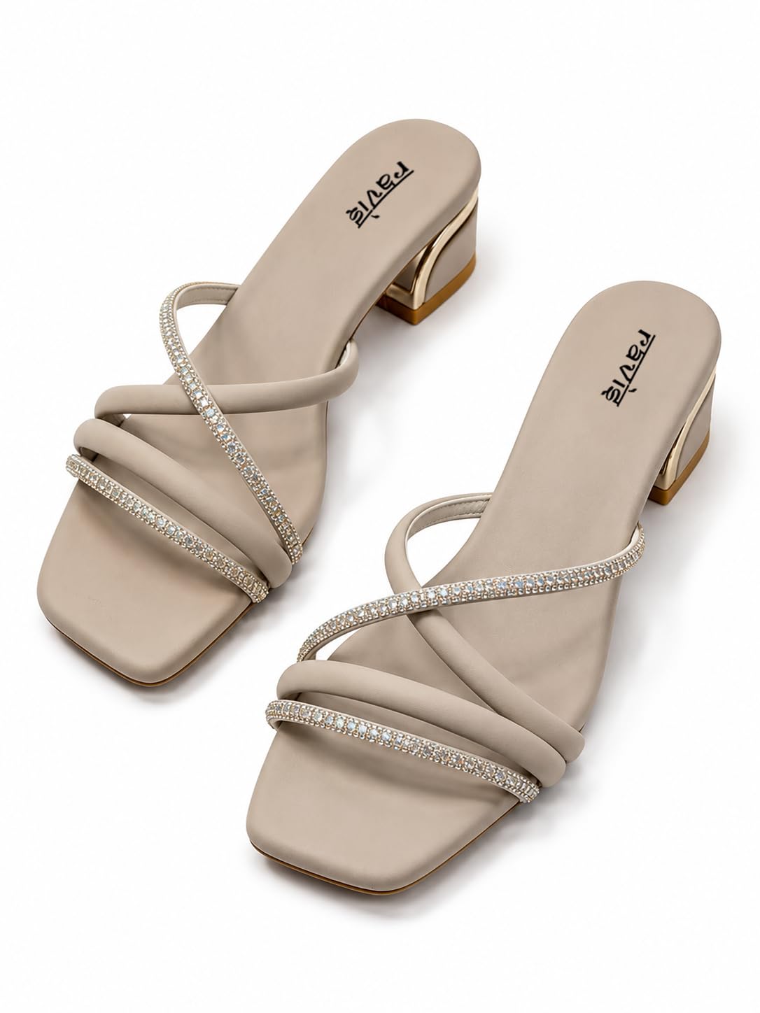 ravis Women’s Embellished Thong Block Heel Sandals with Square Toe |-picture-13