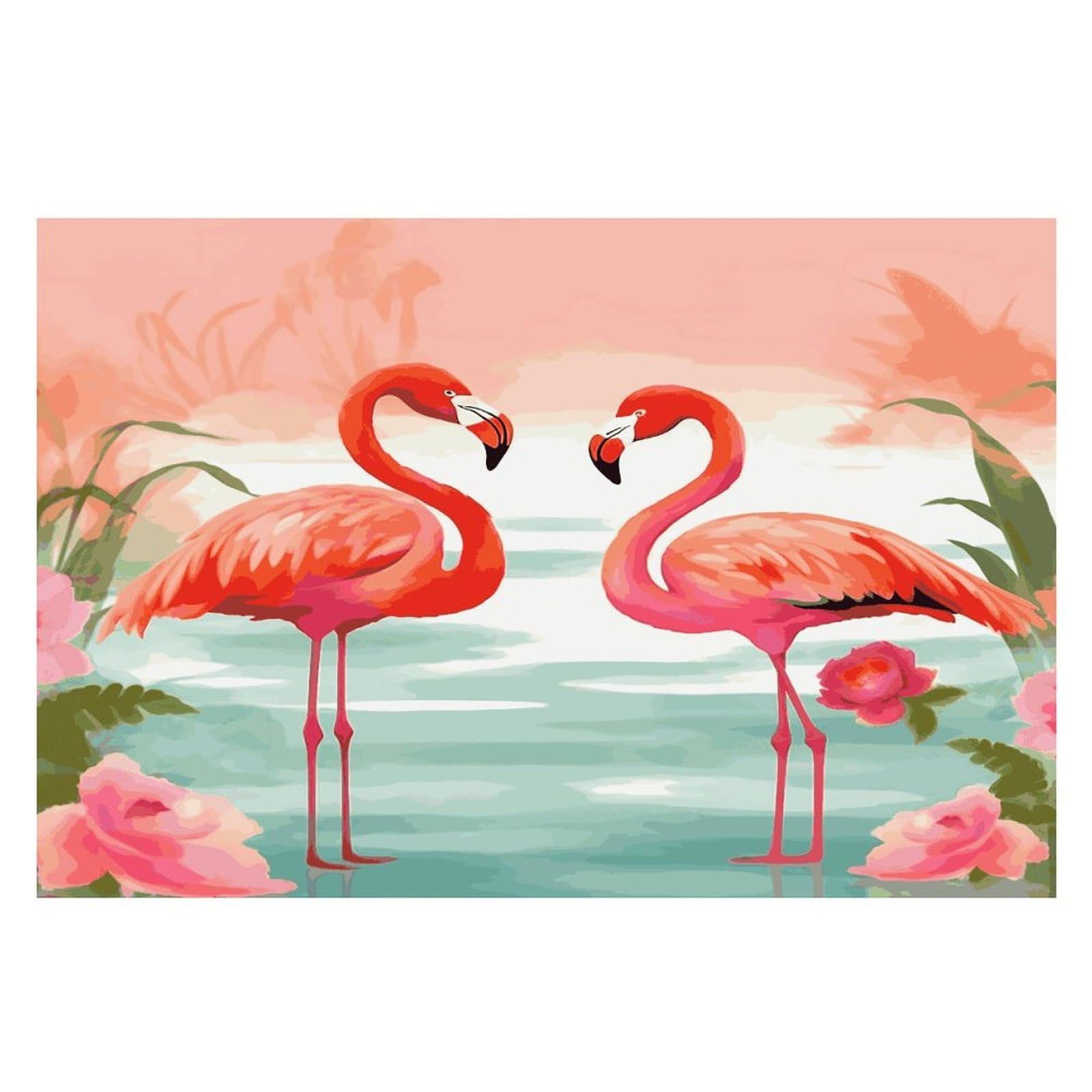 Two Red Flamingos Placemats Wipeable Heat Resistant Table Mats Washable Flax Place Mats Elegant Cloth Non-Slip Placemat for Kitchen Dinning Party Table Decor 12 * 18 in