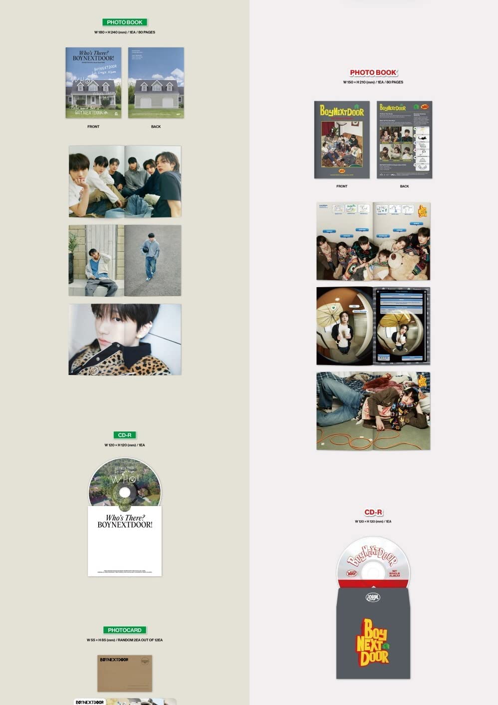 BOYNEXTDOOR WHO! 1st Single Album CD+Poster on pack+Photobook+Photocard+Postcard+Tracking Sealed (SET(WHO+Crunch))