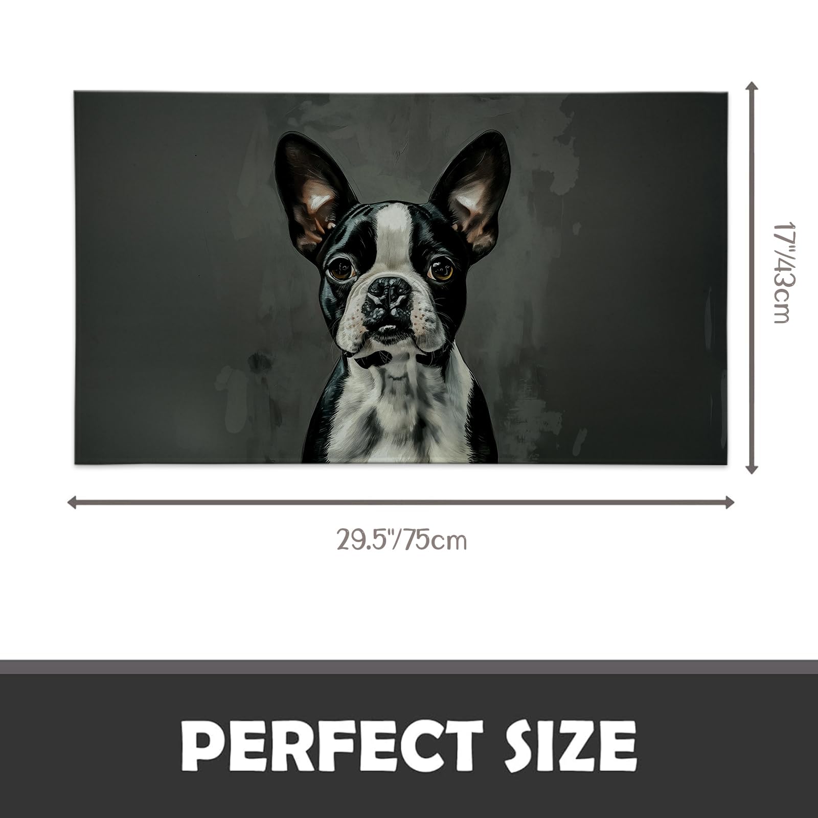 VODRM Cute Boston Terrier Indoor Doormat - 17x29.5 Inch Non-Slip Rubber Backing, Vintage Rose Design
