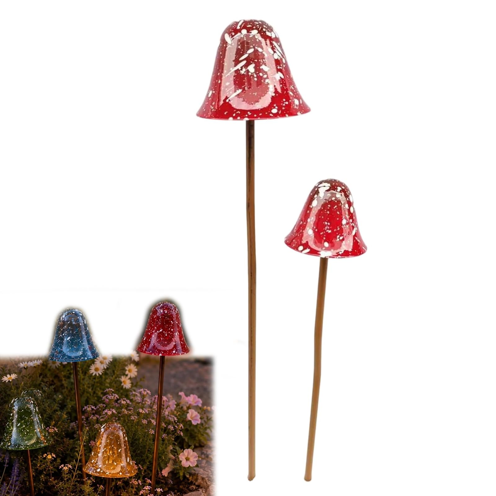Metal Mushroom Stakes Fairy-Garden Outdoor Decor, Mushroom Statue Art (C#)