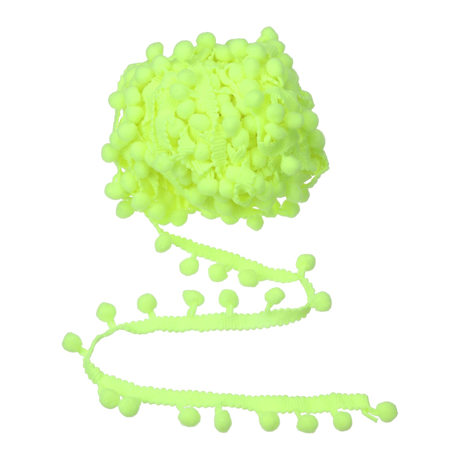sourcing map Pom Pom Ball Fringe Trim, 8 Yards Pom Pom Ribbon Fringe Tassel Trim Tassel Sewing DIY Crafts Accessory for Lamp Shade Dress Curtain Clothes Pillow Decoration, Fluorescent Yellow