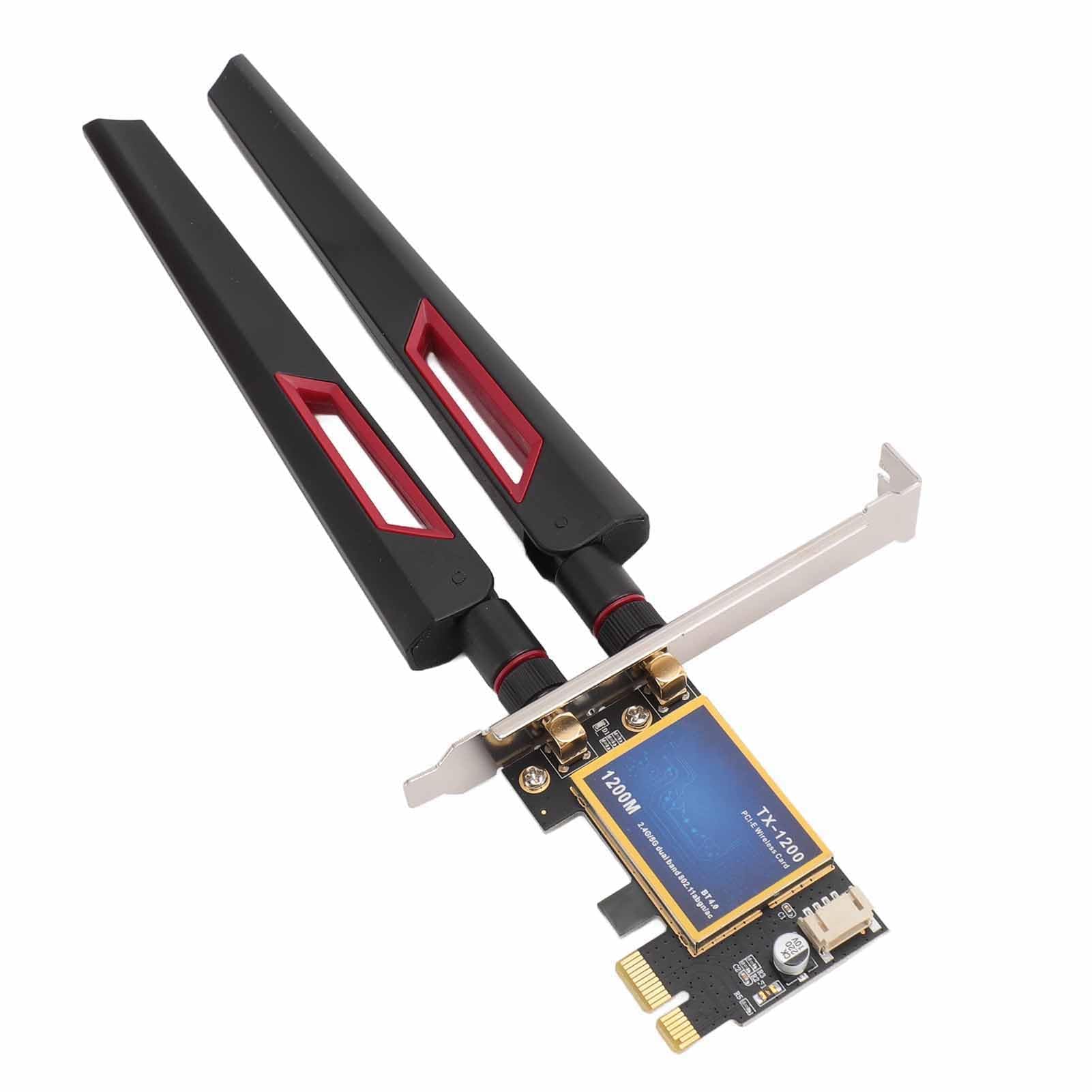 Dpofirs PCI Express X1 Scheda WiFi, Adattatore di Rete per PC a Gamma Ampia -Card 4.0 Stable 1200 Mbps 7260AC con Doppia Antenna 10DBI per Computer