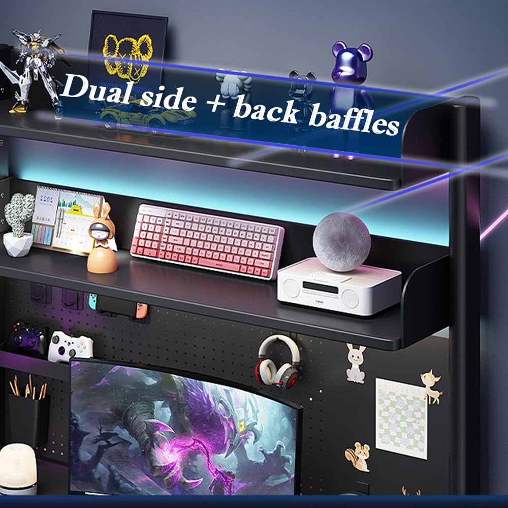 NUODWELL Schreibtisch-Organizer zum Anklemmen, verstellbares Bücherregal für die Arbeitsplatte, Computer-Desktop-Bücherregal mit Aufbewahrungsregalen und Stecktafel für Büro-Sichtschutz und