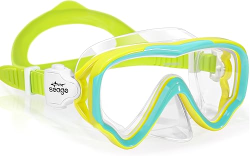 Miniatura 9 de Seago - Gafas de natación para niños, máscara de buceo para jóvenes (5-15), anti vaho, vista clara de 180° Amarillo,azul-,Verde,rosado claro en