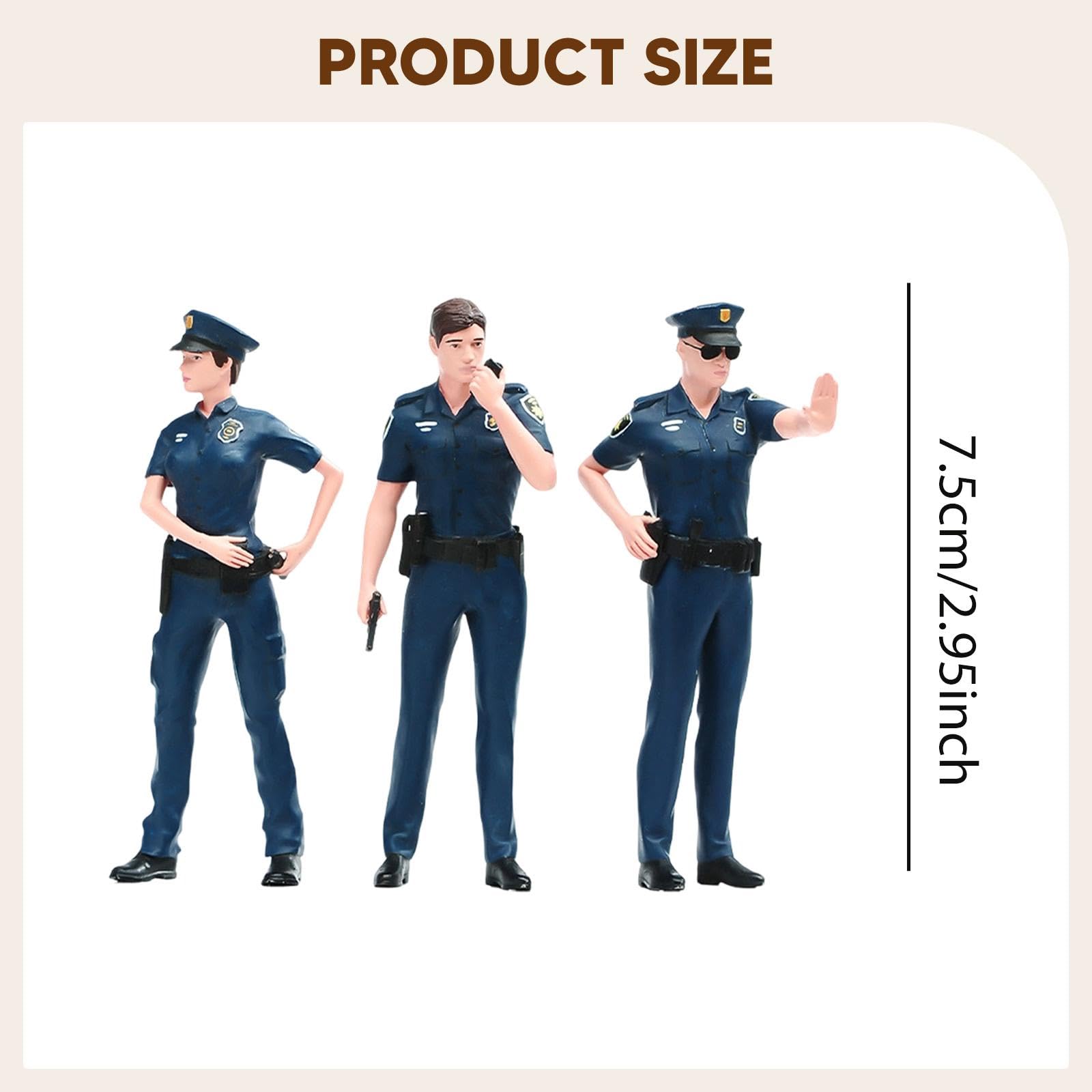 3X Figurini della Polizia in 1/24, Modelli in Miniatura per Scena, Layout, Figurini da Collezione per Diorama, Mini Figurine in Resina per