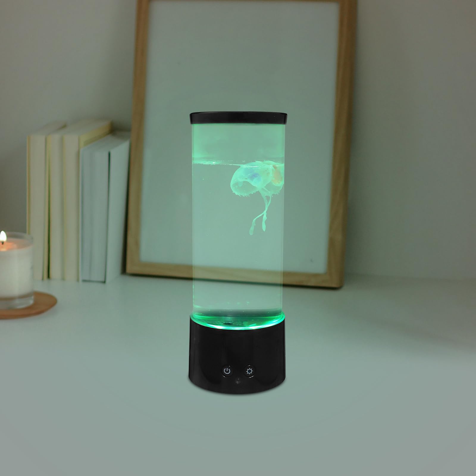 MAGICLULU Lampe de Nuit LED Méduse Télécommande, Éclairage D'ambiance et Aide au Sommeil, Matériau Abs, pour Table de Chevet ou Bureau, Couleur Noire