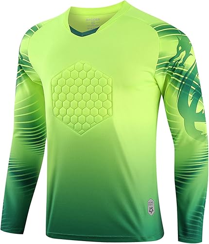 Aiihoo Camiseta de portero para niños con relleno en el pecho, camiseta de portero de fútbol americano y manga larga