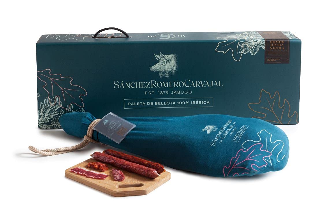 LOTE MALETIN PALETA SÁNCHEZ ROMERO CARVAJAL (Paleta 100% Ibérica de bellota 4,5-5kg + Salchichón vela SRC 200g + Chorizo vela SRC 200g)