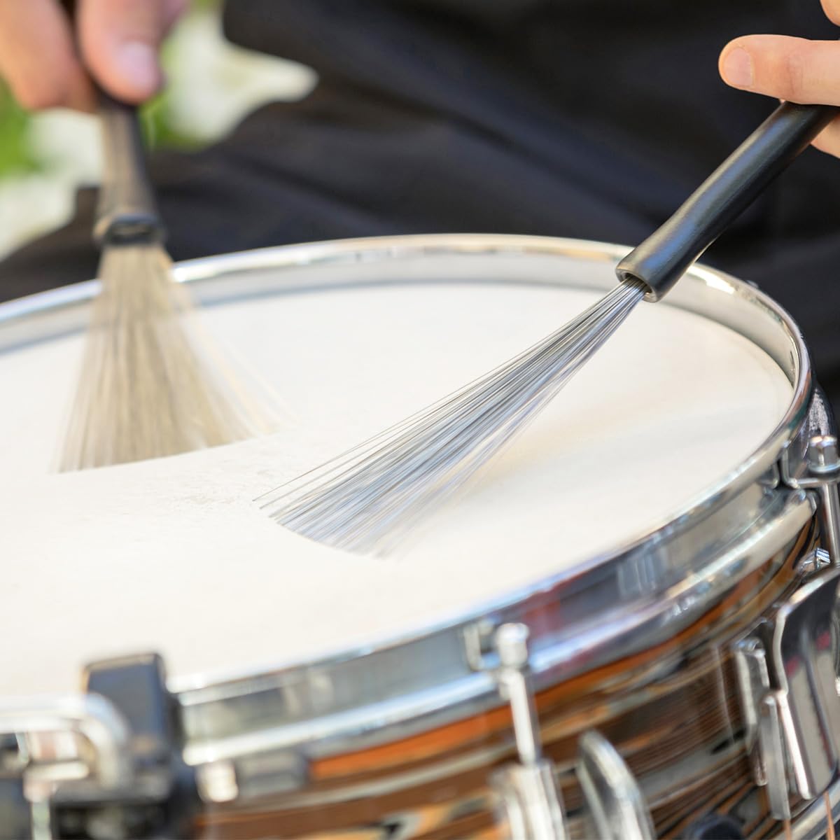 UPKOCH 1 Paar Jazz Drum Besen Mit Aluminiumgriff - Nylon Drahtbürste Rot Für Cajon, Percussion & Jazz