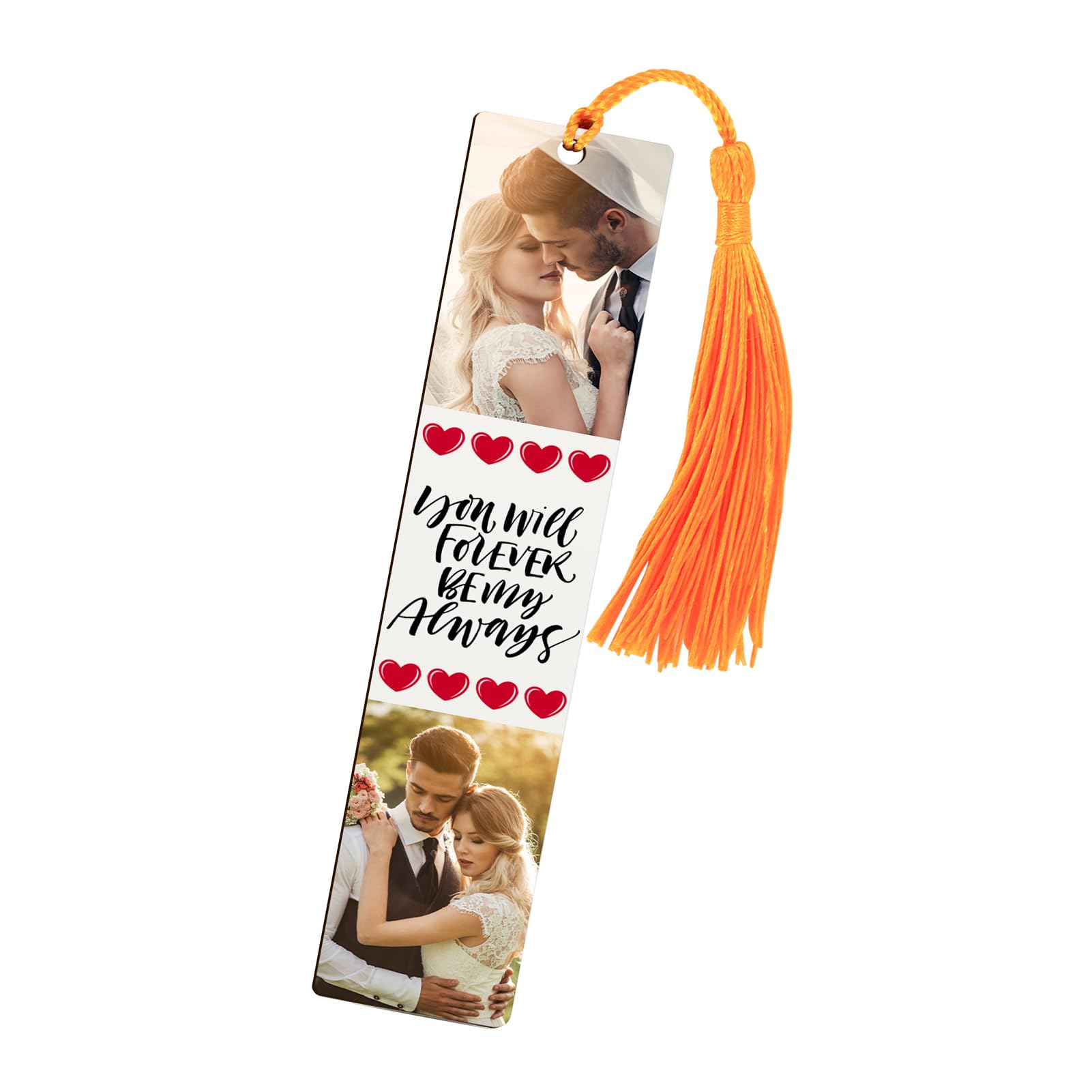 Personalised Bookmark with 3 Photos, Custom Bookmarks with Tassel for Read Enthusiast Student Teacher, 5.9x1.18in, Printing on 2 Side