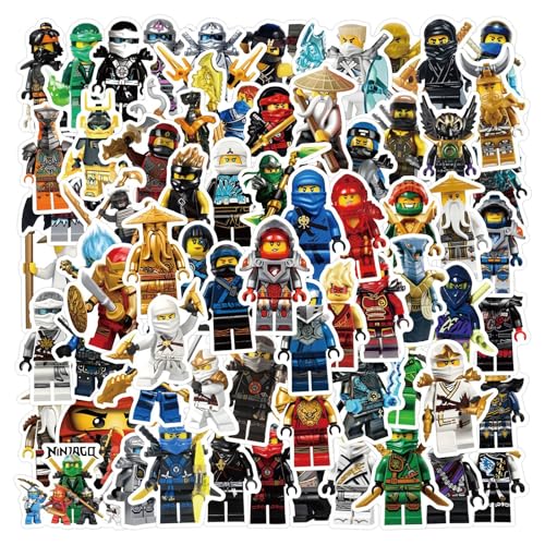 120pcs Cartoon Ninja Stickers Pack Vinyl Waterproof Ninja Decal for Water Bottle Laptop Guitar Luggage Toy Sticker for DIY Decorate Bumper Phone Hard Hat Teens Party Gifts
