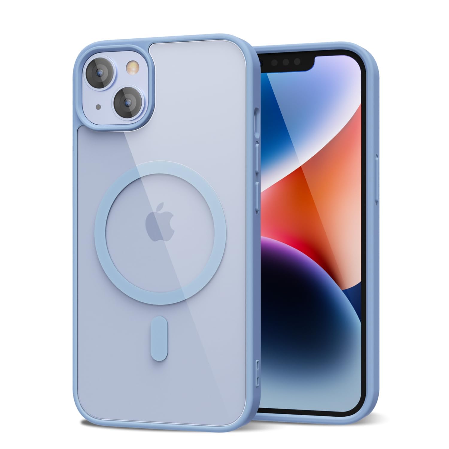 oakxco Funda Translúcida Magnética para iPhone 14 Plus, Compatible con Carga Inalámbrica Magsafe, Ultra Fina Slim Color Sólido No Amarilleo Elegante Protectora Case, Azul Cielo