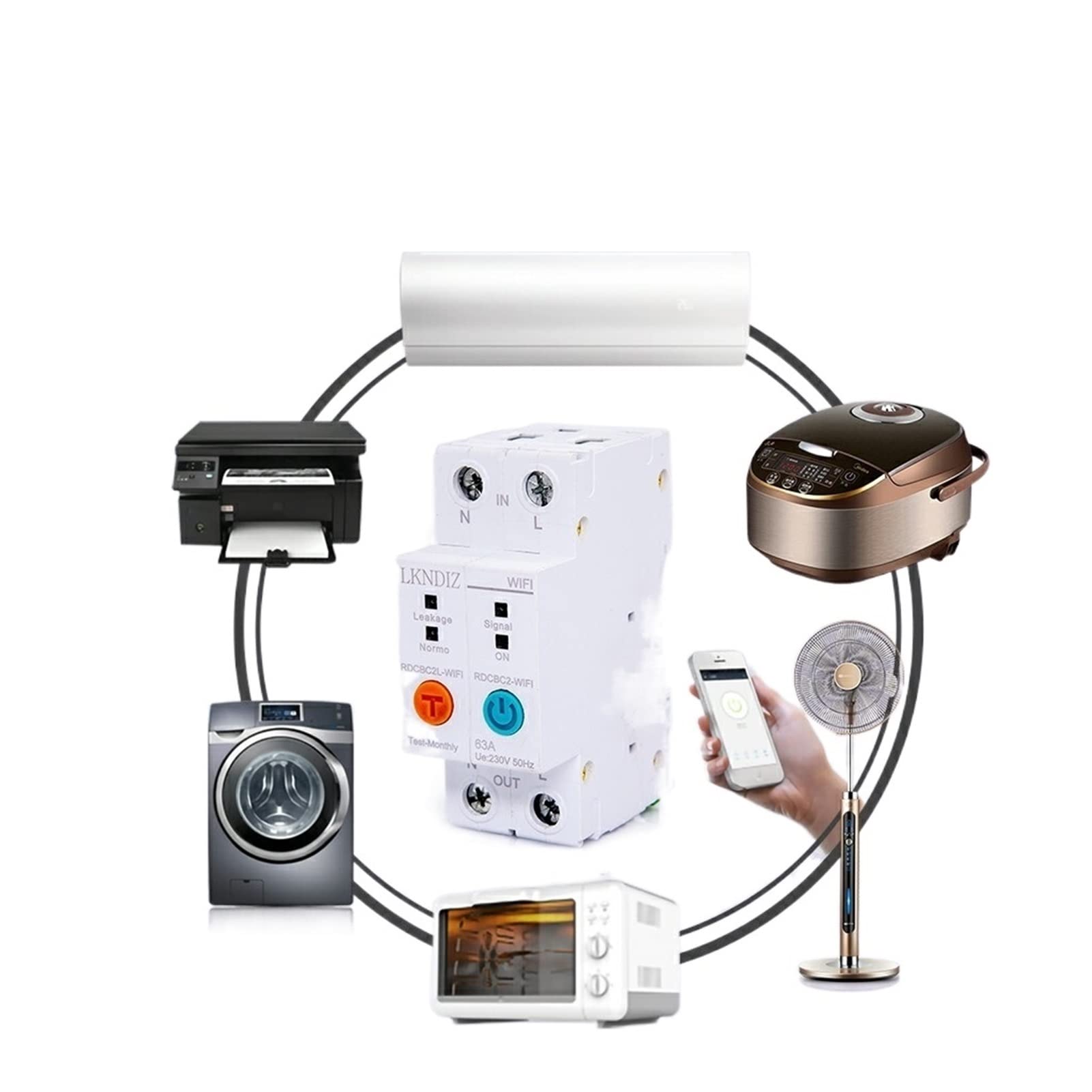 Monitores de energía Riel DIN monofásico WIFI Medidor de energía inteligente Protección de fugas Read Lea el control remoto KWH METER WATTMETER CONTROL DE VOZ Monitor de uso de electricidad Analizador