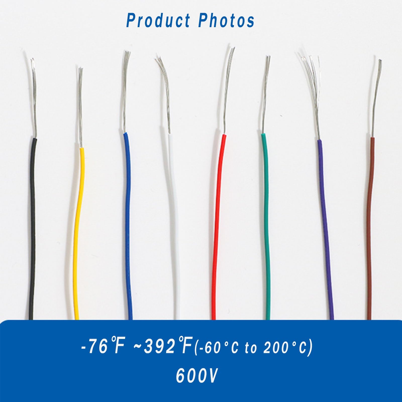 Alambre eléctrico de alta temperatura Calor, Alambre de cobre estañado con aislamiento silicona 12-26AWG 25-100 pies(100ft,20AWG)