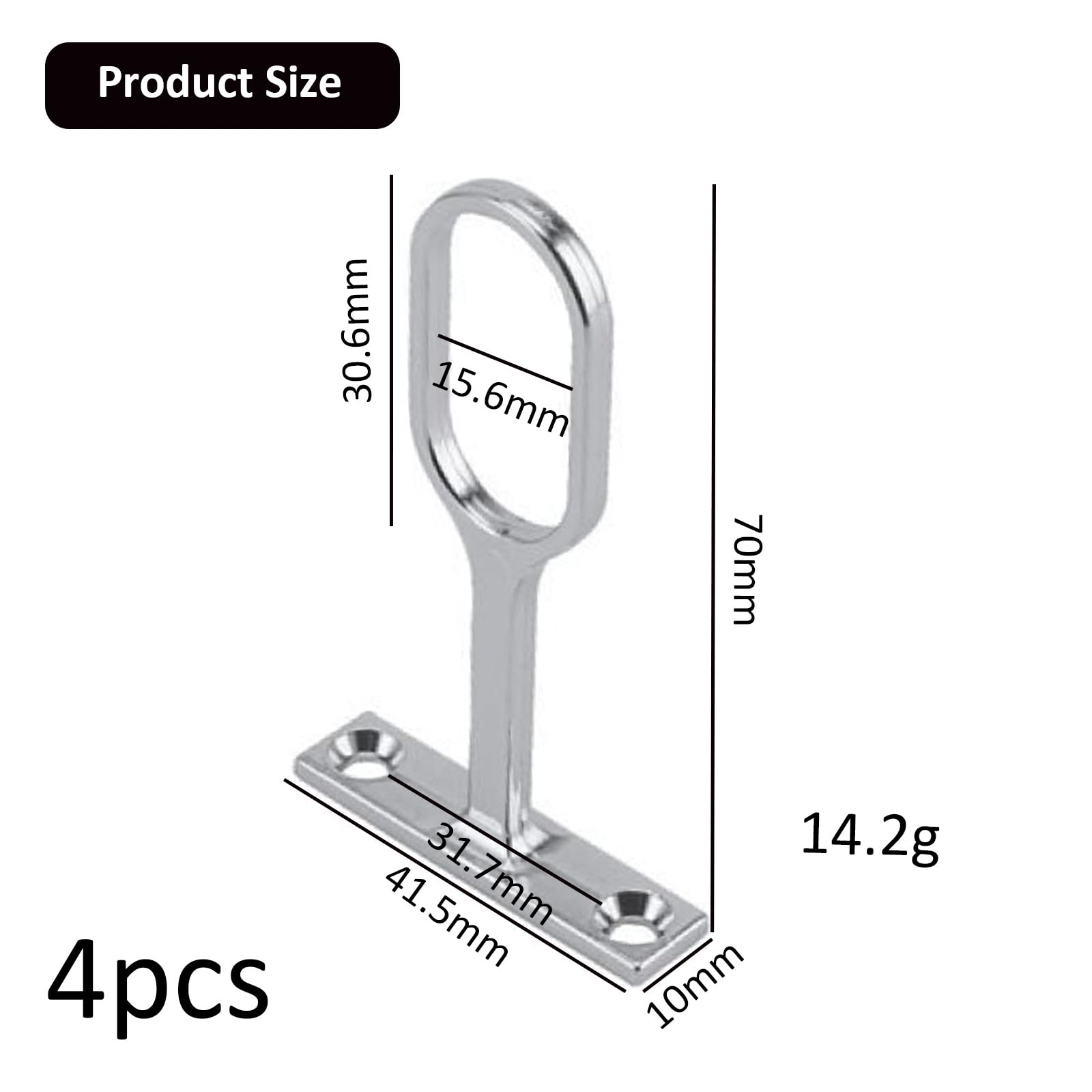 IUSOT 4 Pieces Wardrobe Rail Bracket, Heavy Duty Wardrobe Pole Brackets, Adjustable Wardrobe Hanging Rail - Image 2