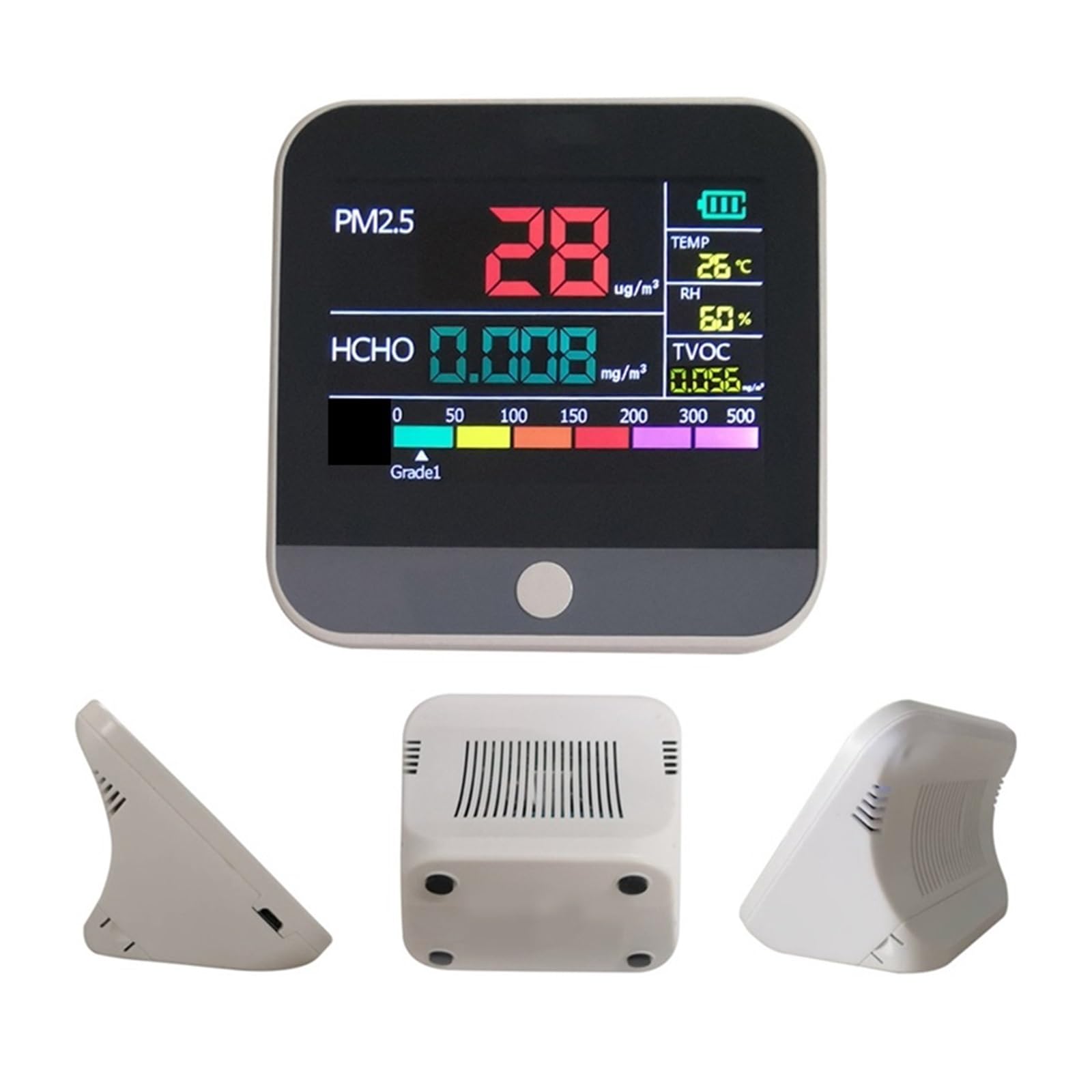 Monitor de calidad del aire interior, Monitor de calidad del aire interior 8 en 1 PM2.5/PM1 /PM10 Monitor de temperatura formaldehído TVOC probador de calidad del aire para el hogar y la oficina