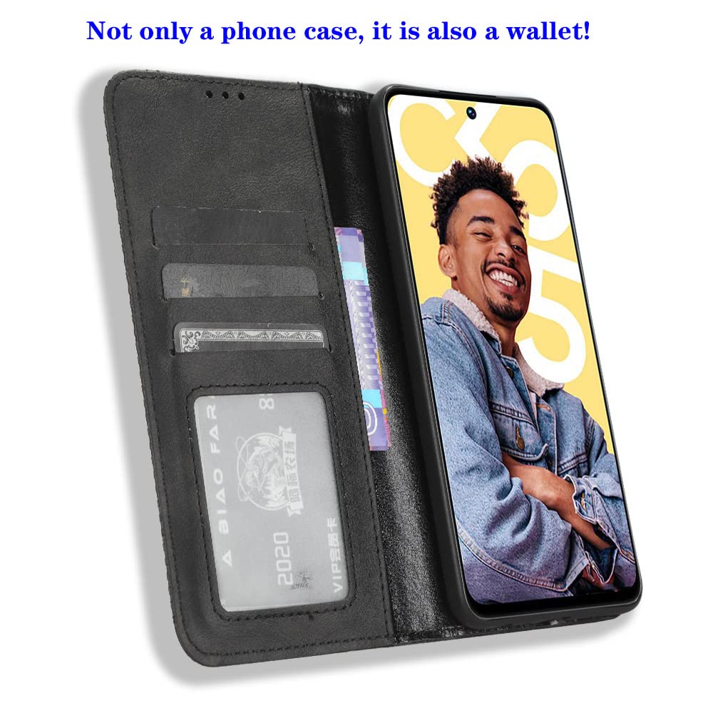 RonRun Cover Realme C55, Custodia a Libro con Supporto Stand e Slot Porta Carte Case a Portafoglio Magnetica in Pelle PU Adatto per Realme C55, nero