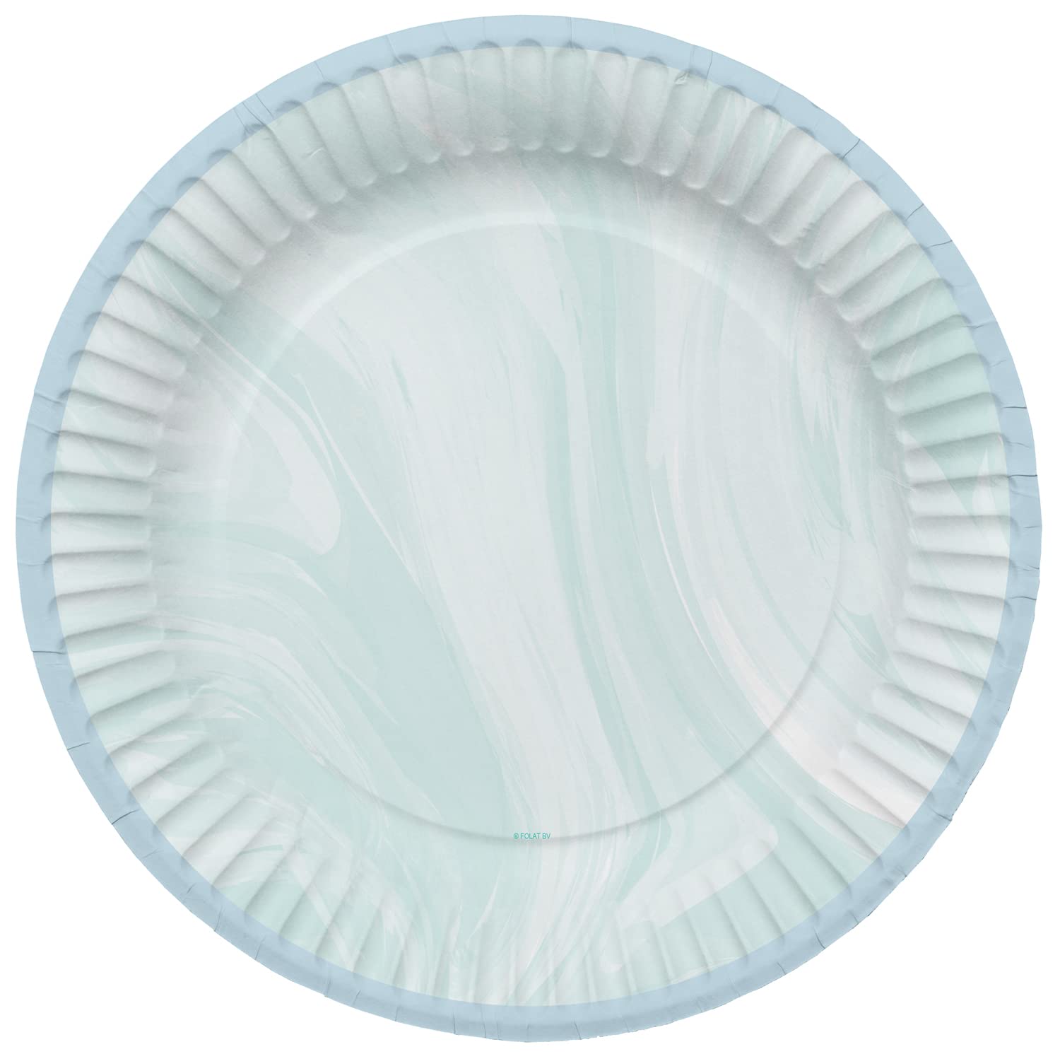 Folat 61918 Paper Party Tableware Paper Plates Round Diameter Marble Blue 23 cm Pack of 8 Disposable Tableware Plates for Birthday Party, Baby Shower, Wedding, Bridal Shower