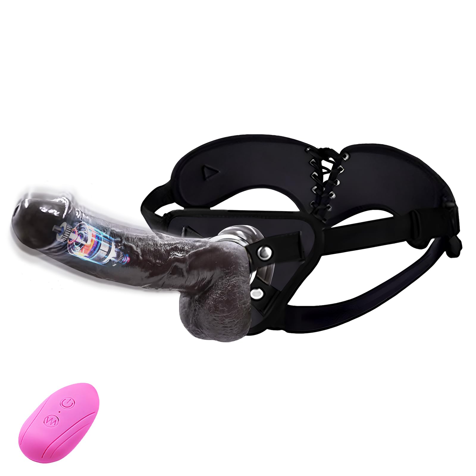 Strap On Realistic Vibrating Dildo Wearable Harness with 8 Vibrator Suction Cup Penis Anal Dildo Detachable Silicone G
