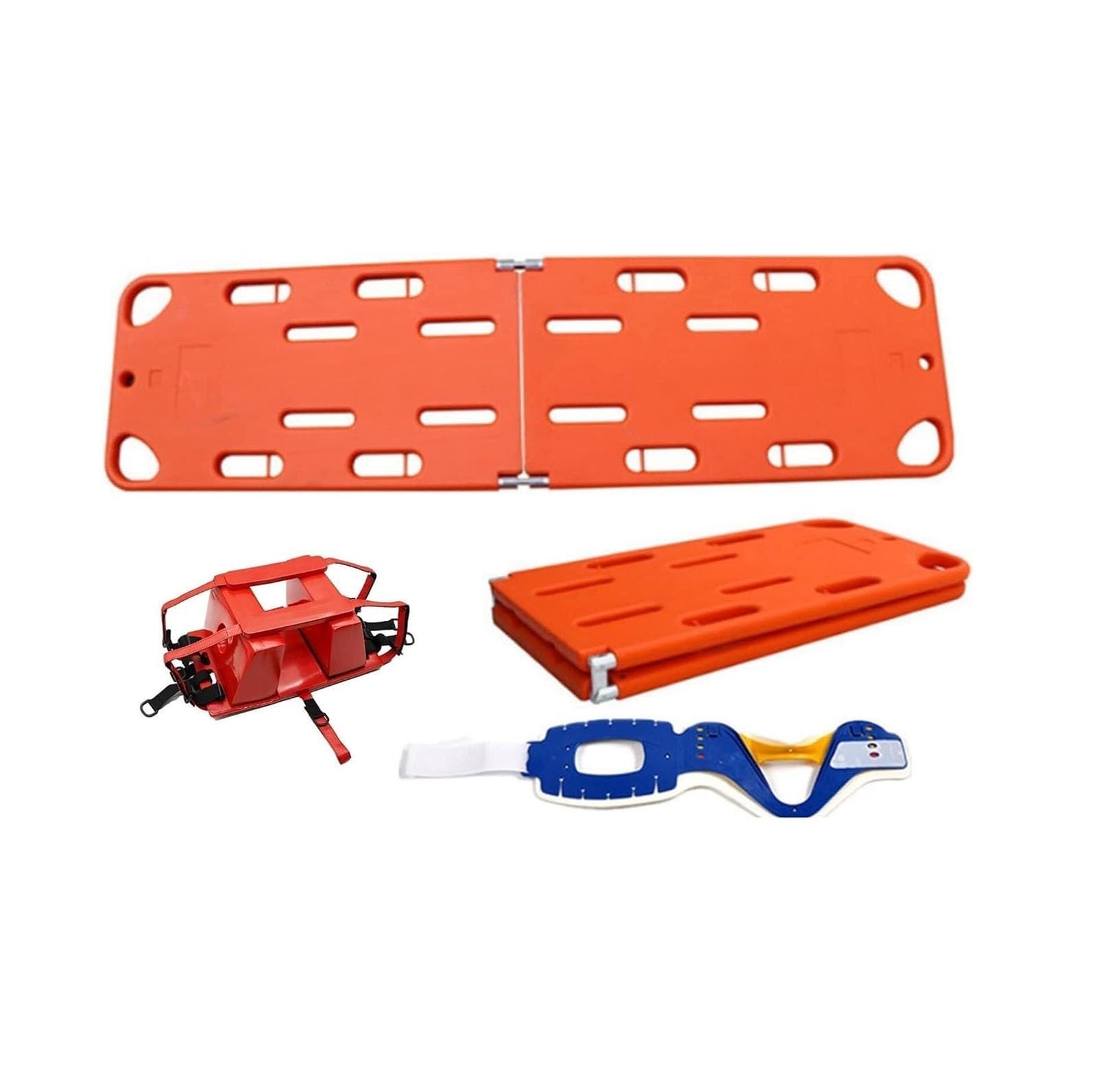 SGKOMN Water Floating Stretcher, Plastic Emergency Rescue Spine Board, PE Two-Fold Stretcher, Life Board with Head Bed and Neck Brace,Spine Board Stretcher Immobilization, for Patient