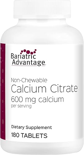 Bariatric Advantage Citrato de calcio no masticable - para pacientes de cirugía bariátrica - 600 mg de calcio por porción con vitamina D3 -