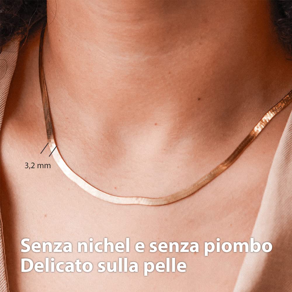BONNYBIRD Collana Acciaio Chirurgico Donna Multifilo in Argento, Oro e Oro Rosa - 100% Impermeabile e Senza Nichel