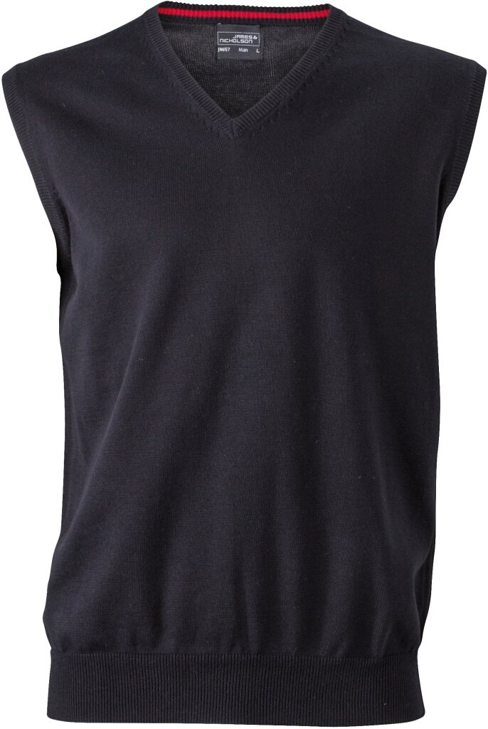James & Nicholson Men's Black Classic Cotton Sleeveless Pullover (L, )