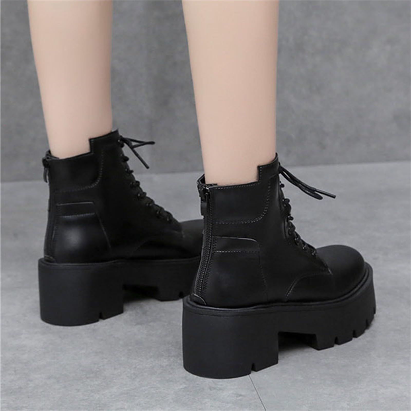 Genérico Botines Mujer Vestir con Cordones Plataforma Botas Punta Redonda Elegantes Zapatos Suaves Cómodas Caminar Bota Informales Antideslizantes Botin para Otoño Invierno Trabajo Paseo y Uso Diario