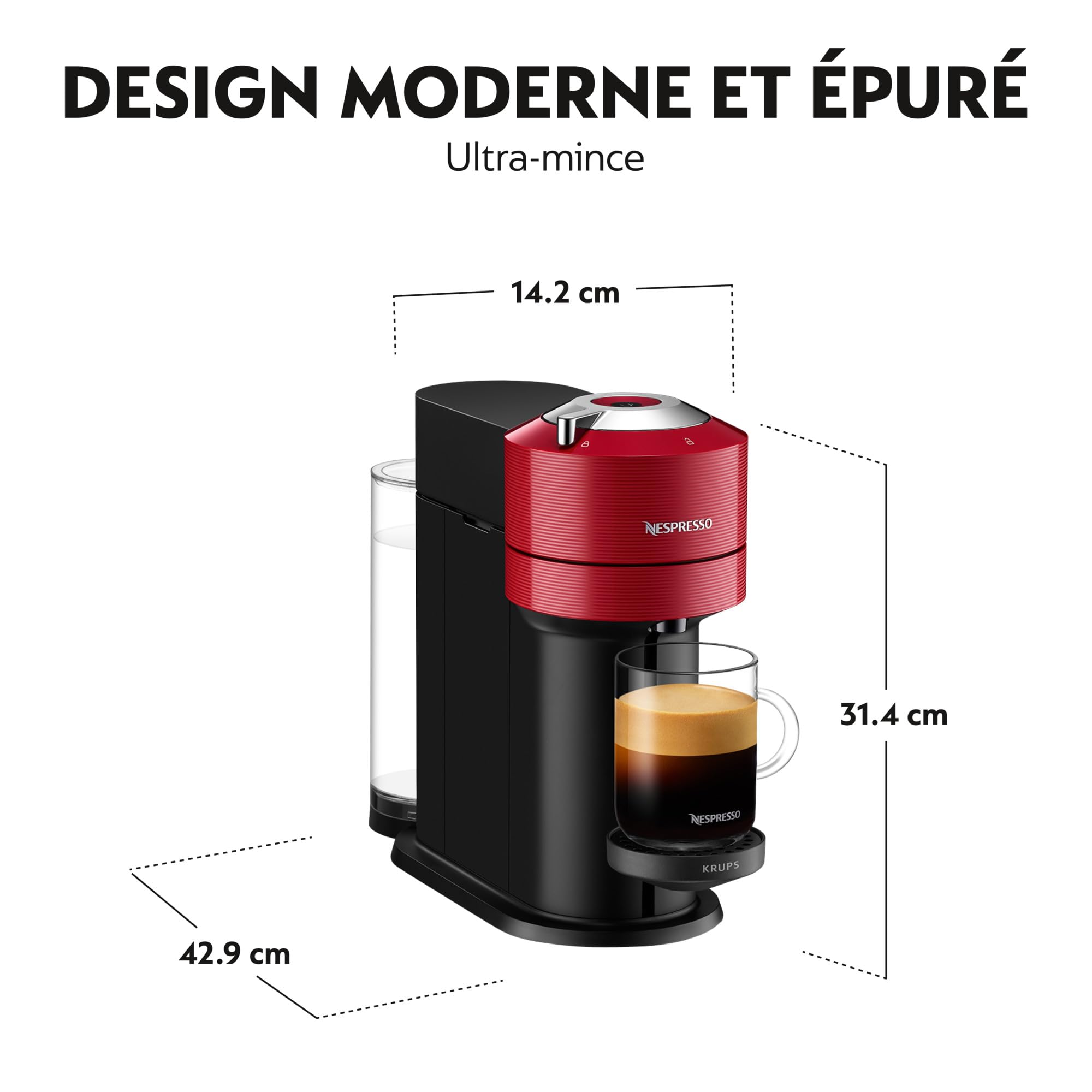 Nespresso Krups Machine à Café Vertuo Next Rouge Cafetière YY4296FD