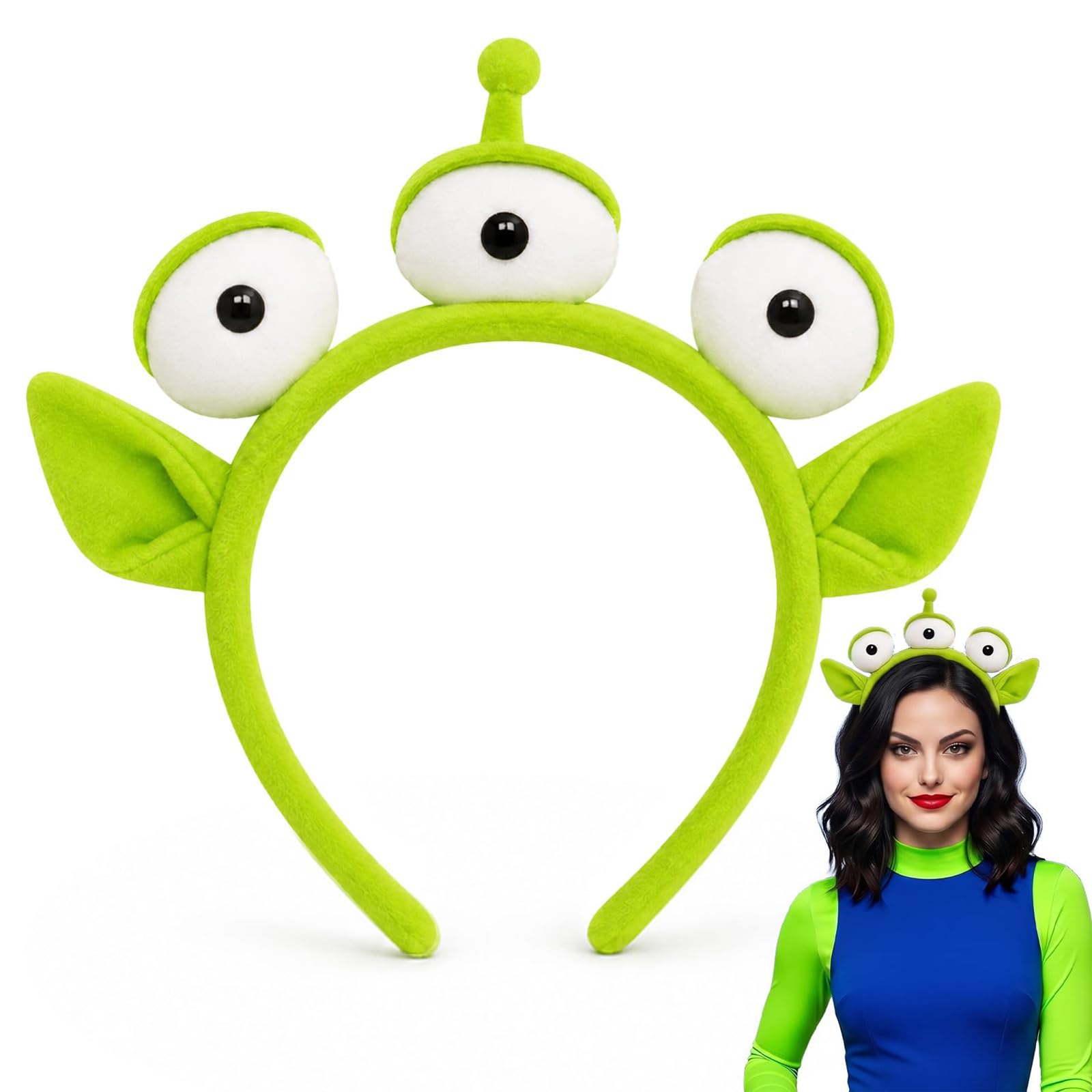 Alien Headband, Halloween Three-Eyed Green Headband for Adult Costume