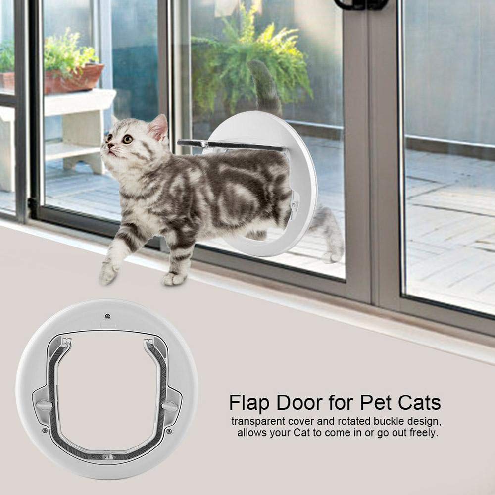 Katzenklappe Innentüi Hundeklappe Cat Flap Door Connect Katzentür Schwarz Mit 4 Wege Magnet Schließ,Haustierklappe Katzen Und Kleine Hunde,Runde Mit Door Liner Kit Für Glasschiebetü,L