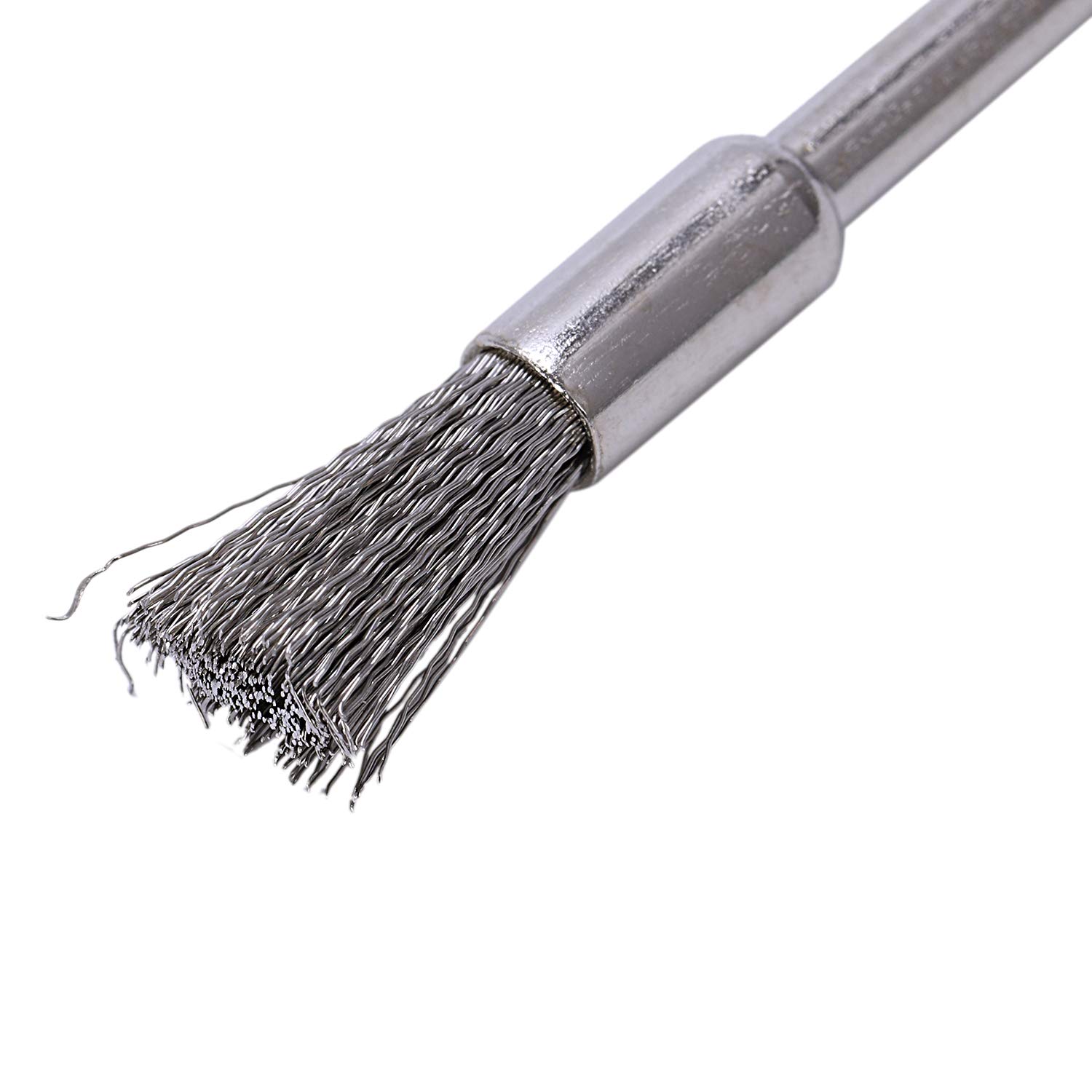 10 Stück Metallpinsel aus Edelstahl für 1/4 (6 mm) # 532 mit 1/8 (3 mm) Schaft für und kompatibles Drehwerkzeug
