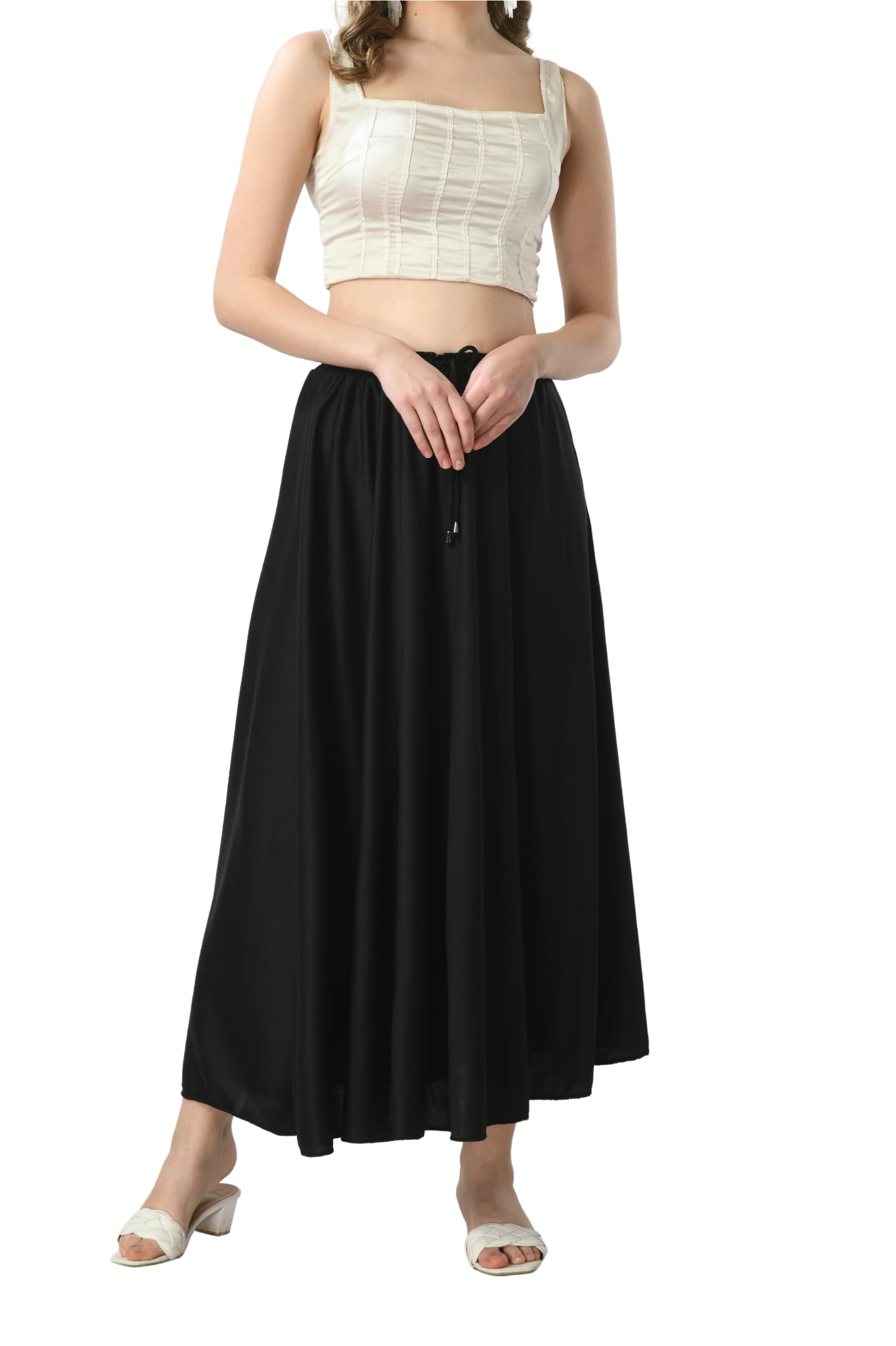 vagisha Black Long Flared Maxi Skirt for Girl's and Women's-picture-51