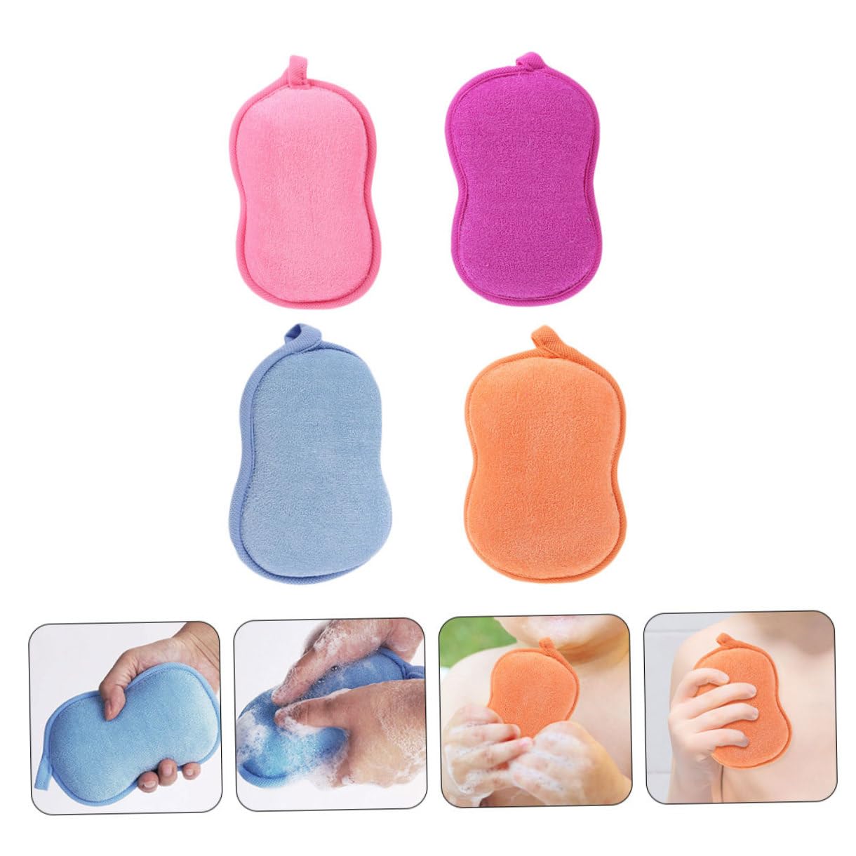 Healeved 8piezas Esponjas De Baño Para Bebés Forma De Cacahuete De Morado Esponjas Duras y Suaves Para Duchas y Baños Promueven Una Piel Saludable y Relajante
