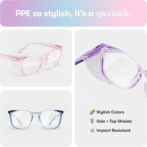 Miniatura 20 de Stoggles - Lentes de seguridad con certificación Z87.1, modelo oficial, diseño cuadrado, antiniebla y con bloqueo de luz azul (mediano, transparente)