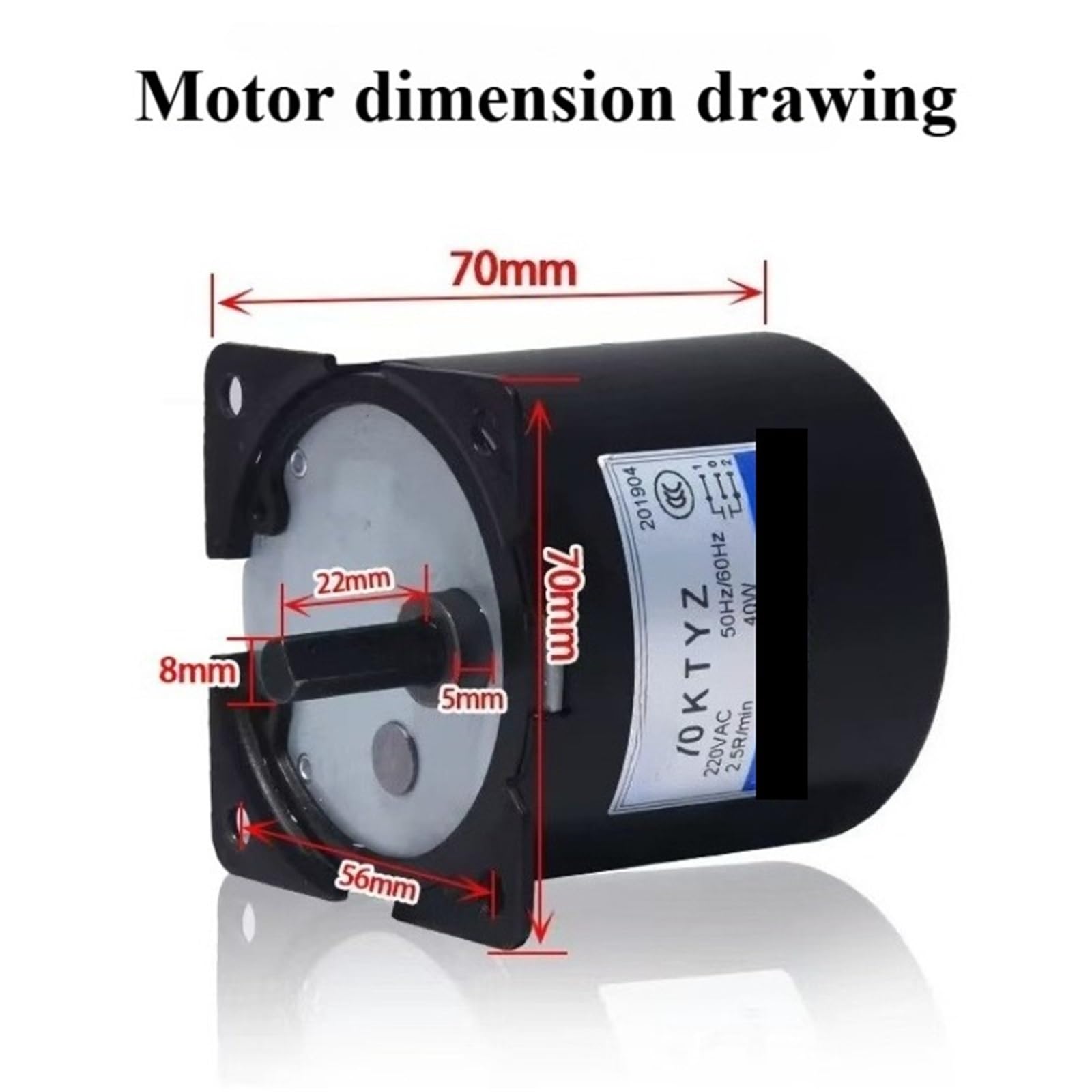 1 motor síncrono de 40 W, micromotor de rotación inversa de baja y lenta velocidad, motor reductor de engranajes de 220 V CA(10RPM)