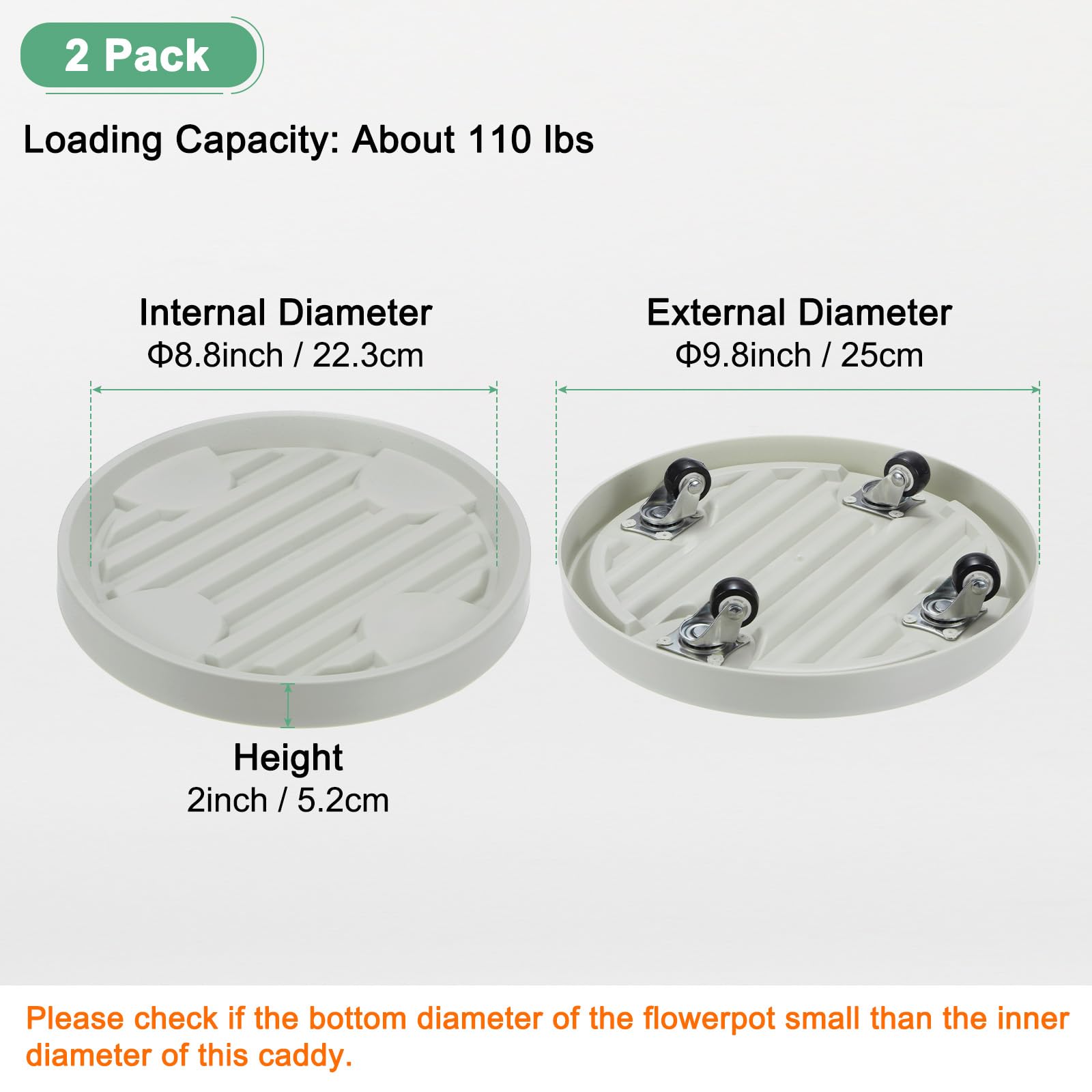 M METERXITY 2-Pack Plant Stand with Wheels - Image 3