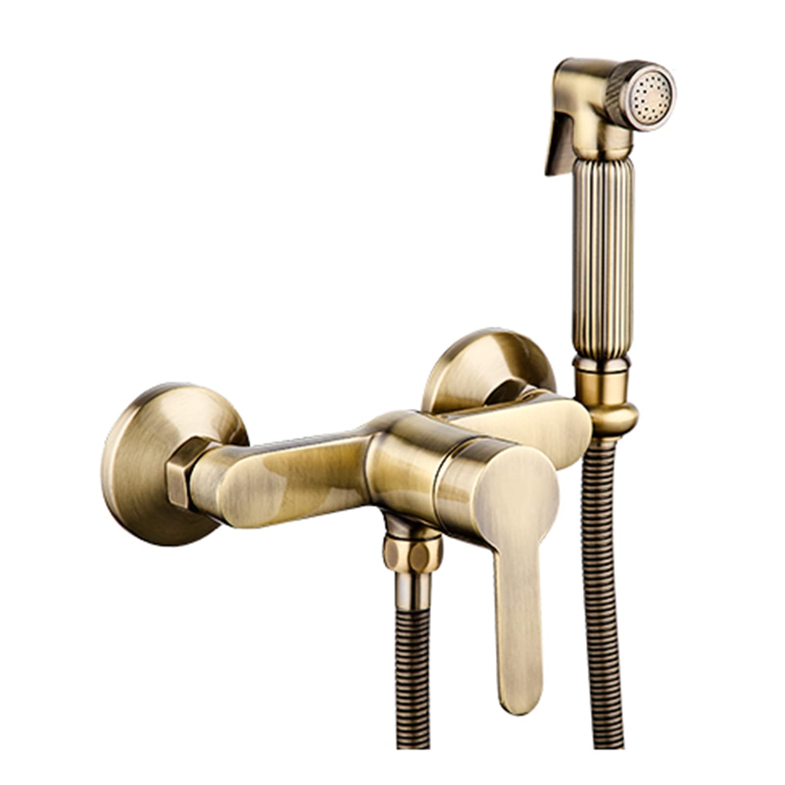Handheld Bidet Sprayer for Toilet Vintage Brass Brushed Baby Cloth Diaper Sprayer for Hot and Cold Water Portable