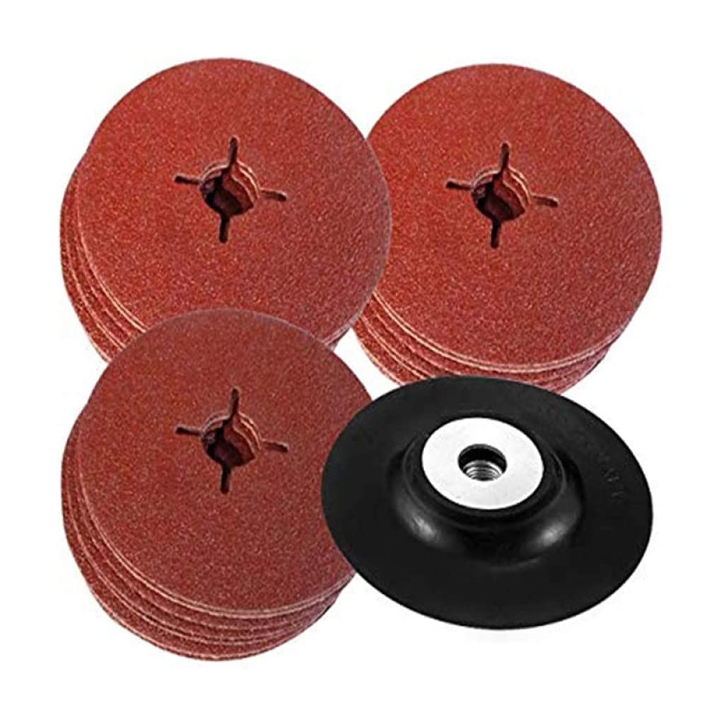 30/50 Uds 115mm amoladora angular agujero cruzado papel de acero papel de lija disco de pulido hoja de pulido 24#36#40#60#80#120#,50 Uds P60 Grit