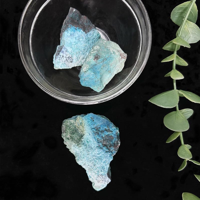 Image of Chrysocolla Raw Stone (1 Kg) | Natural Healing Crystal for Communication & Emotional Balance | Natural Stones for Meditation & Reiki | Decorative Crystals for Spiritual Home & Office Decor (3-4 Pcs)
