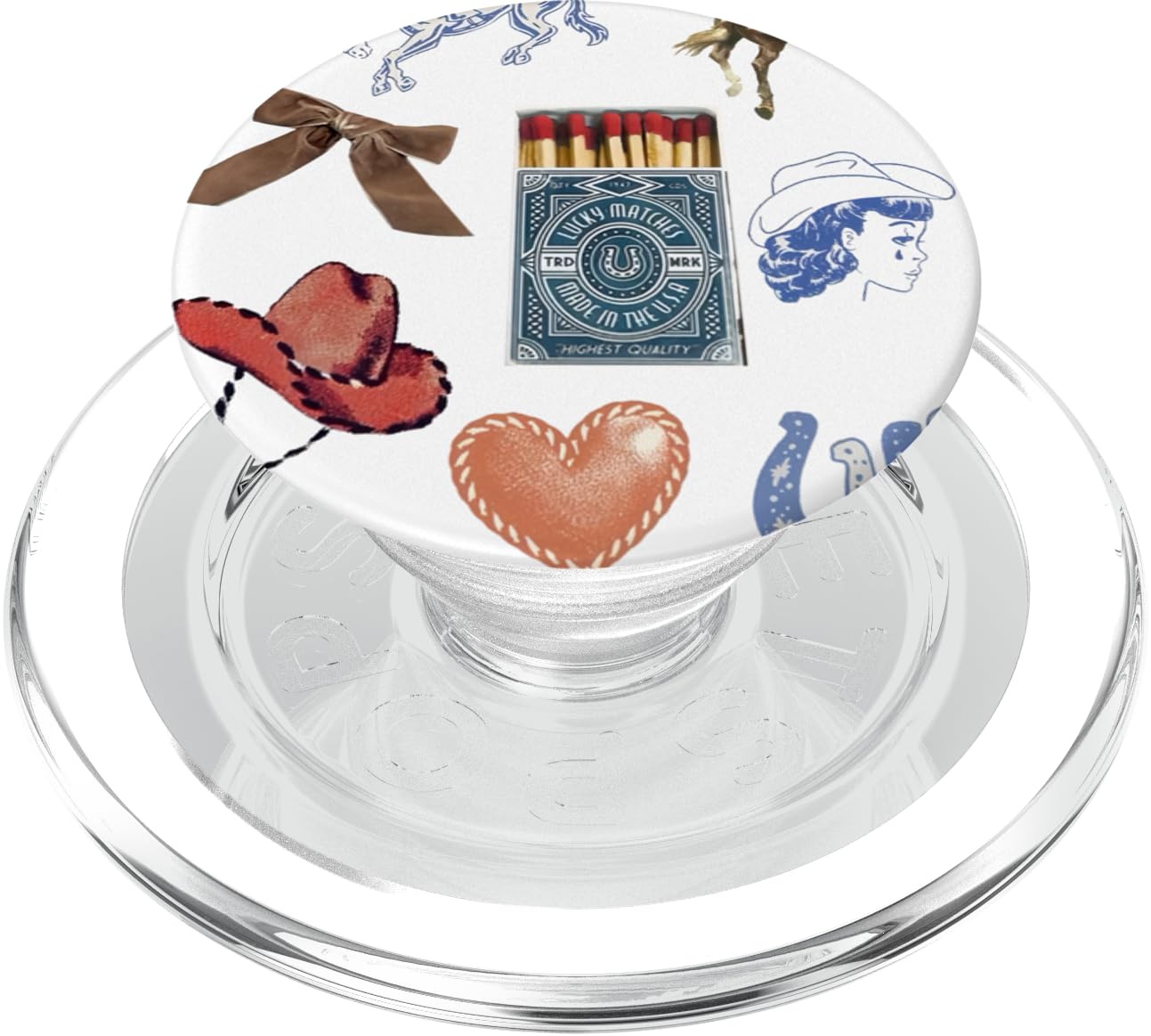 Vintage Coastal Cowgirl Lucky Preppy Collage PopSockets PopGrip for MagSafe
