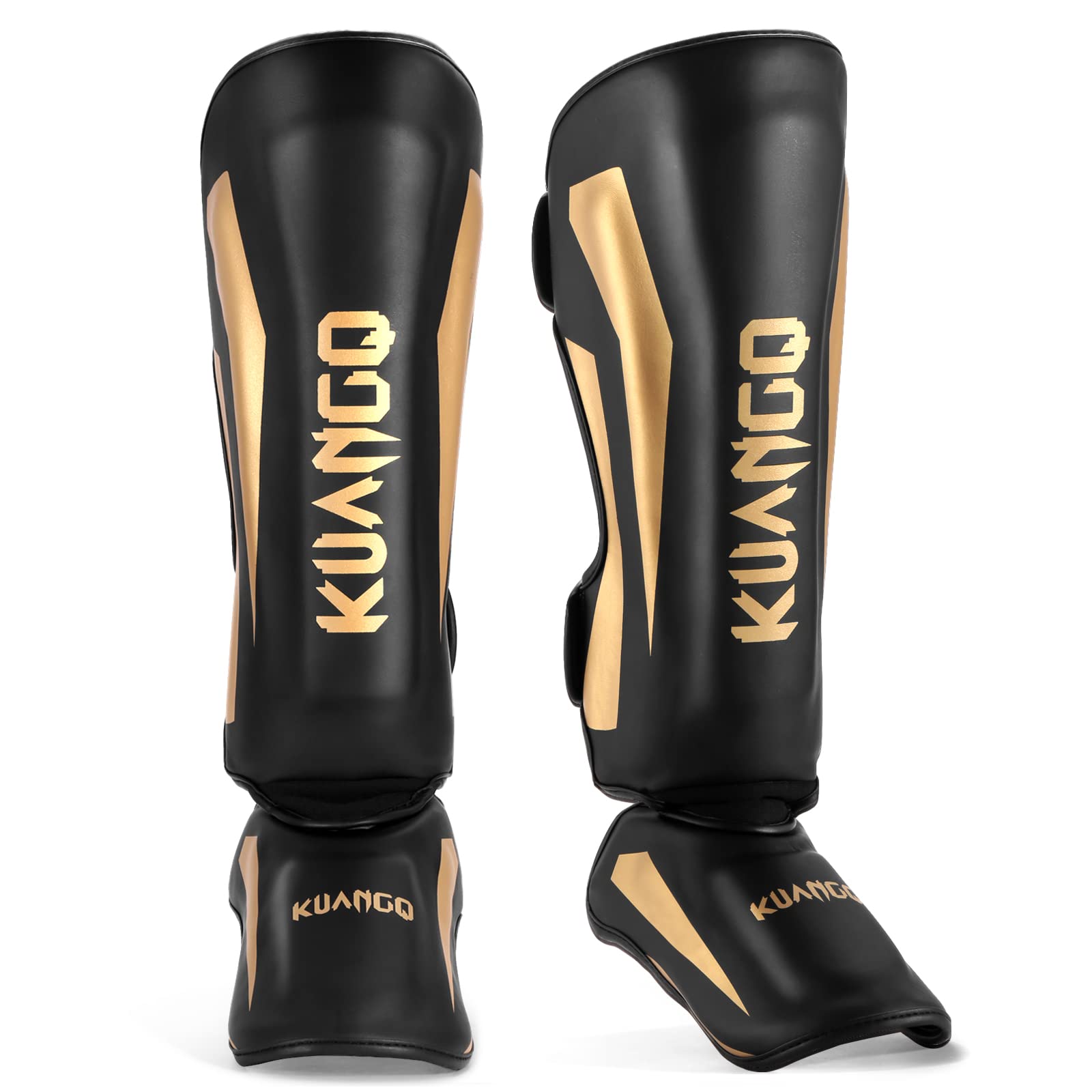 KUANG QUAN Muay Thai Shin Guards, Muay Thai Martial Arts Kicking Leg Instep Protection Pads Sparring Gear,for Kickboxing MMA Training and Sparring,